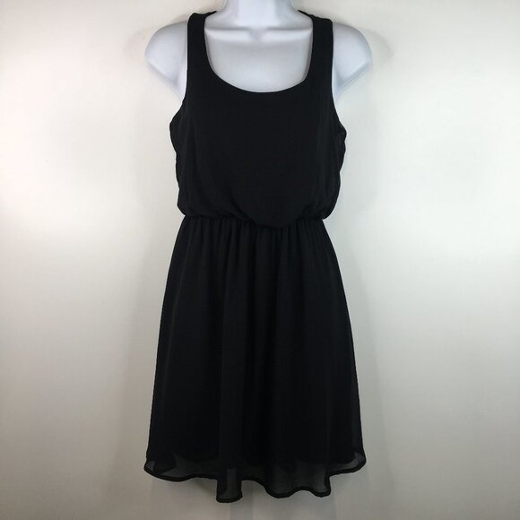 Lush Dresses & Skirts - Lush Sheer Overlay Lined Sheer Black Dress Size XS